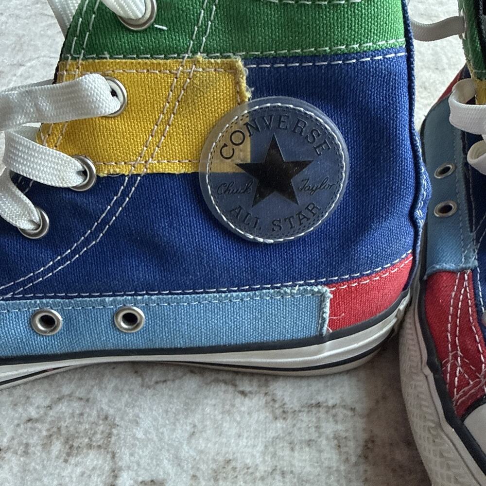 Converse All Star Patchwork Youth High Top Multicolor sneakers Shoes size 3 - Picture 2 of 8